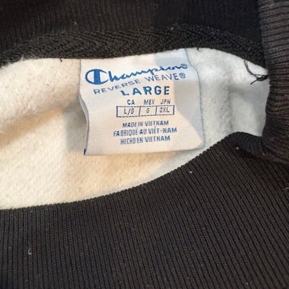 Champion Black and White Crew Neck Sweater with Plaid Design - Picture 9 of 9